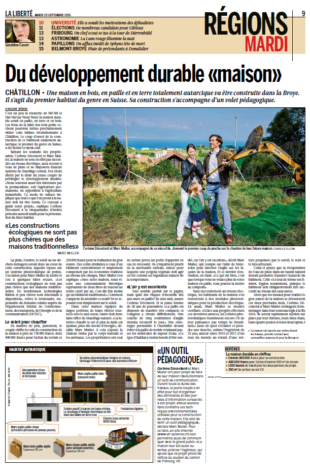 Du développement durable "maison". LaLiberté 29-09-15